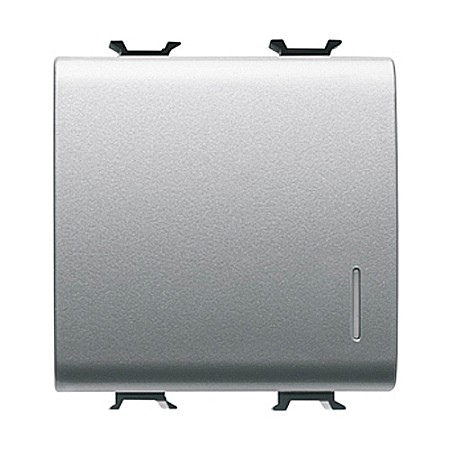 Gewiss Chorus - Buton cu revenire iluminabil 1P NO 16A 2 module CH/Gri Titan