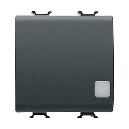 Gewiss Chorus - Buton cu revenire iluminabil 1P NO 16A 2 module CH/Negru Satin