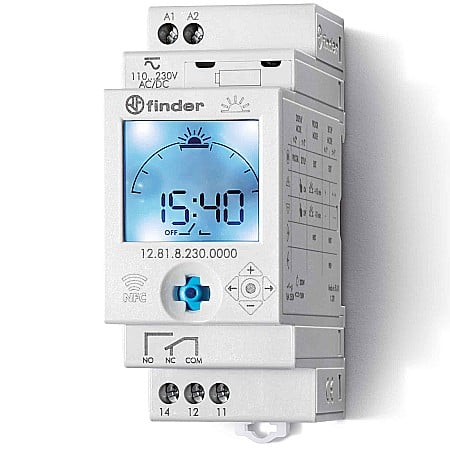 Relee - Ceas programabil digital Finder, geocrepuscul, 16A, 1CO, NFC, 12.81.8.230.0000
