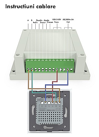 Controller pentru aer conditionat, cu rama sticla negru [15]