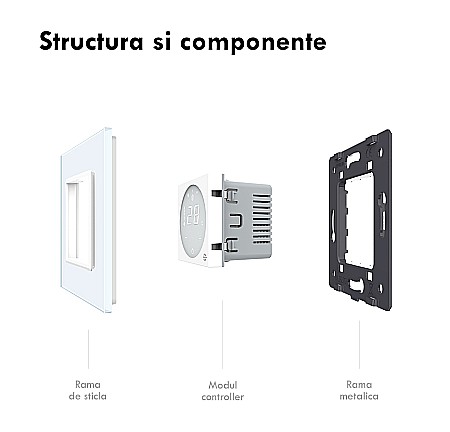 Controller pentru aer conditionat, cu rama sticla negru [12]