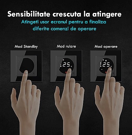 Controller pentru aer conditionat, cu rama sticla negru [7]
