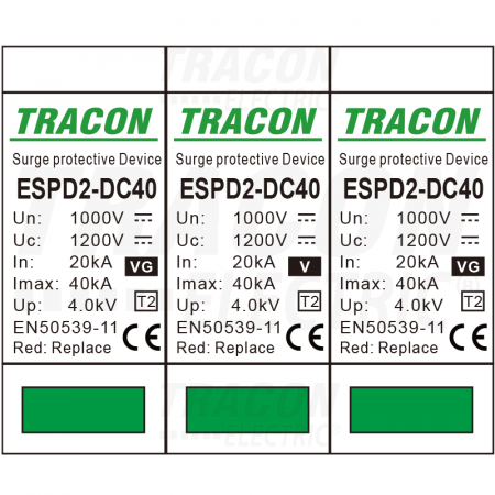Descarcator de supratensiune pentru instalatii fotovoltaice T2 ESPD2-DC40-1000 TRACON [1]