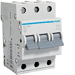 Siguranta Curba C - Disjunctor 16A, 3P, 4,5kA, C