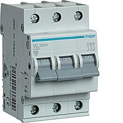 Siguranta Curba C - Disjunctor 3P, 20A, 6kA, C