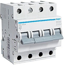 Siguranta Curba C - Disjunctor 4P, 10A, 6kA, C