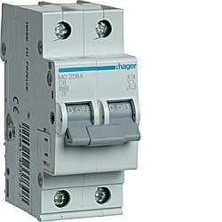 Siguranta Curba C - Disjunctor 6A, 2P, 6kA, C