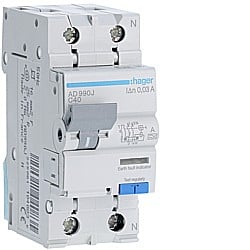 Sigurante Hager - Disjunctor diferențial P+N 40A/30mA, C, 6KA, tip A