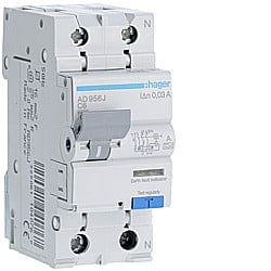 Disjunctor diferențial P+N 6A/30mA, C, 6kA, tip A