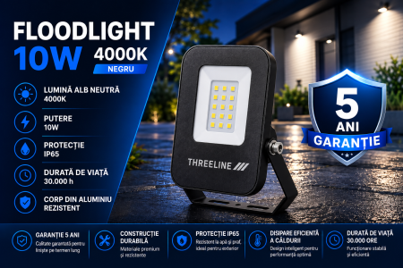 Proiector LED Floodlight Black 10W 4000K