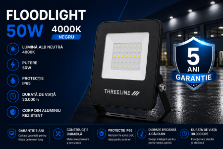 Proiector LED Floodlight Black 50W 4000K