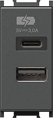 TEM - GAMA MODUL - Incarcator USB 5V 3,0A 1 TEM antracit