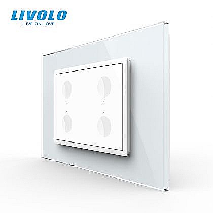 Intrerupatoare modulare Livolo - Intrerupator cvadruplu tactil, standard italian, cu rama sticla, 3M alb