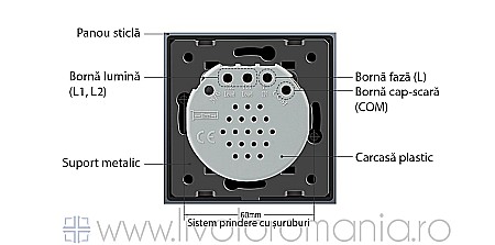 Întrerupător dublu cap scară/ cruce, wireless auriu [14]