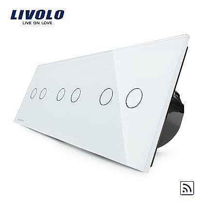 Intrerupatoare tactile - Întrerupător dublu+dublu+dublu wireless, generatia noua alb