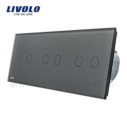 Intrerupatoare tactile - Întrerupător dublu+dublu+dublu wireless, generatia noua gri