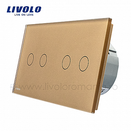 Livolo - Întrerupător dublu+dublu, generatia noua auriu