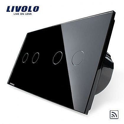 Livolo - Întrerupător dublu+dublu wireless, generatia noua negru