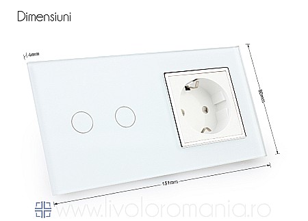 Întrerupător dublu + priză simplă negru [6]