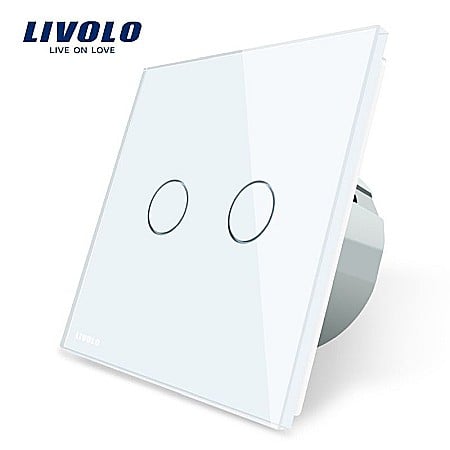 Intrerupatoare tactile - Intrerupator dublu reset, buton revenire alb