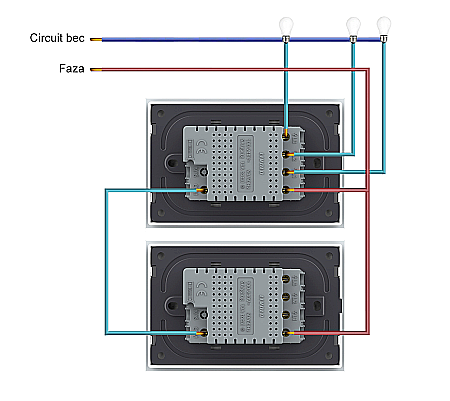 Intrerupator dublu, standard italian, cap scara / cap cruce, conexiune WiFi, cu panou sticla, 3M alb [14]