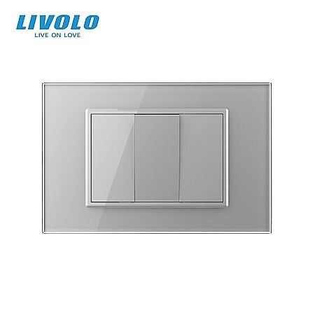 Livolo modular - Intrerupator mecanic simplu 3M, cu rama sticla gri