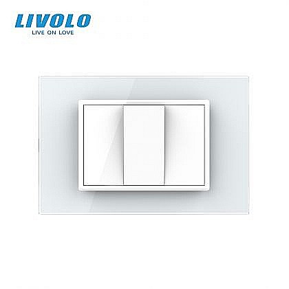 Intrerupatoare modulare Livolo - Intrerupator mecanic simplu 3M, cu revenire, cu rama sticla alb