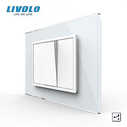 Livolo modular - Intrerupator mecanic simplu cap scara, 3M, cu rama sticla alb