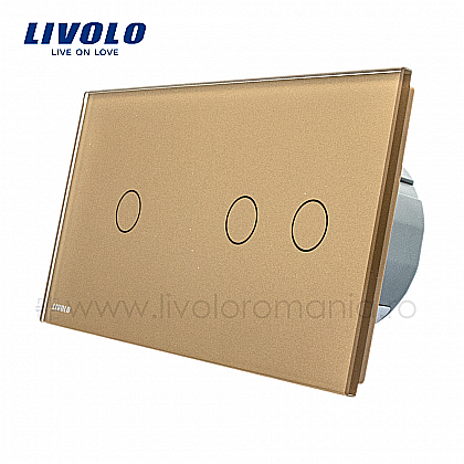 Livolo - Întrerupător simplu+dublu, generatia noua auriu