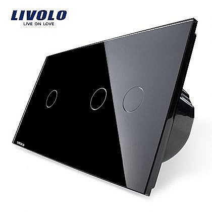 Livolo - Întrerupător simplu+dublu, generatia noua negru