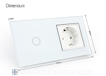 Întrerupător simplu + priză simplă alb [6]