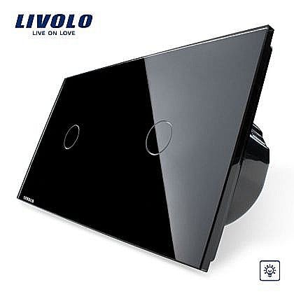 Livolo - Întrerupător simplu+simplu, dimabil, generatia noua negru