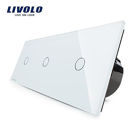 Intrerupatoare tactile - Întrerupător simplu+simplu+simplu, generatia noua alb