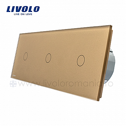 Livolo - Întrerupător simplu+simplu+simplu, generatia noua auriu