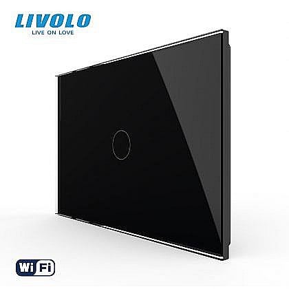 Livolo modular - Intrerupator simplu, standard italian, conexiune WiFi, cu panou sticla, 3M negru