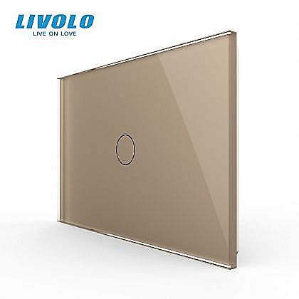 Intrerupatoare modulare Livolo - Intrerupator simplu, standard italian, cu panou sticla, 3M auriu