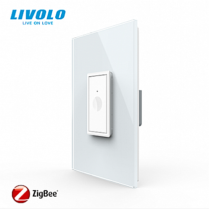 Livolo modular - Intrerupator simplu tactil, 1M, cu rama sticla alb