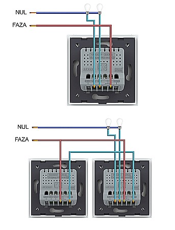Întrerupător dublu tactil, control draperie, wireless - control din telecomanda RF, cu panou sticla, Generatia Noua alb [13]