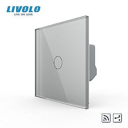 Intrerupatoare tactile - Întrerupător simplu tactil, wireless - control din telecomanda RF, cap scara / cap cruce, cu panou sticla, Generatia Noua gri