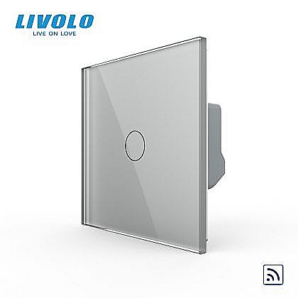 Intrerupatoare tactile - Întrerupător simplu tactil, wireless - control din telecomanda RF, cu panou sticla, Generatia Noua gri