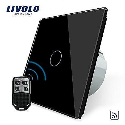 Livolo - Întrerupător simplu, wireless + telecomandă tip breloc negru