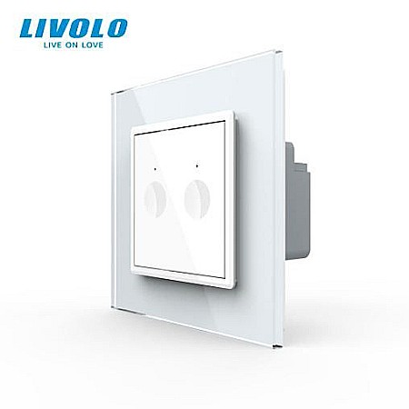 Livolo modular - Intrerupator tactil dublu, rama sticla alb