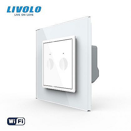 Livolo modular - Intrerupator tactil dublu WiFi, cu rama sticla, 2M
