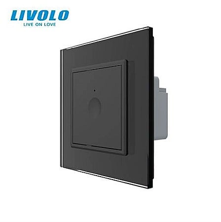 Livolo modular - Intrerupator tactil simplu, cap scara / cruce, rama sticla negru