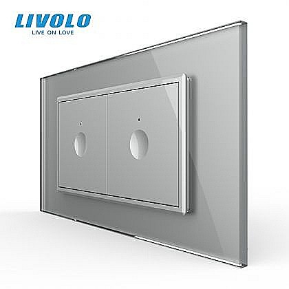 Livolo modular - Intrerupator tactil simplu + Intrerupator tactil simplu, 4M, cu rama sticla gri