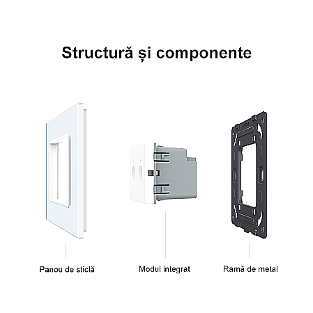 Intrerupator tactil simplu, wireless RF, rama sticla gri [9]