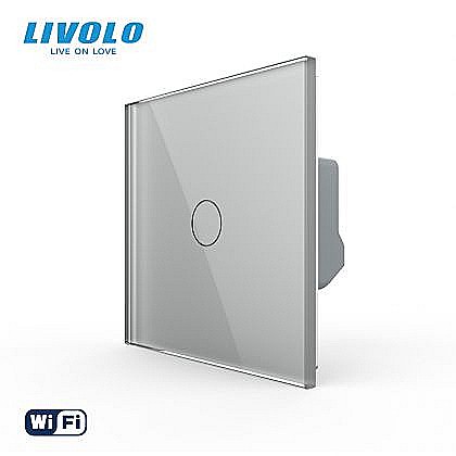 Intrerupatoare tactile - Intrerupator tactil simplu WiFi, cu panou sticla gri