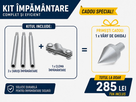 Kit Împământare Profesional 4,5 m pentru Case și Sisteme Fotovoltaice