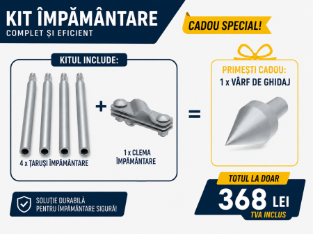 Accesorii priza de pamant - Kit Împământare Fără Săpături 6m cu Electrozi de Adâncime