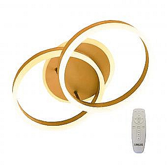 Lustre - LUSTRA LED DIMABILA CU TELECOMANDA 3 FUNCTII GOLD 90W